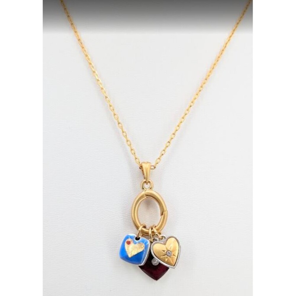 Brighton One Heart Necklace JM7687 Gold Silver Blue Red Enamel Crystal 16-19in - Picture 4 of 14
